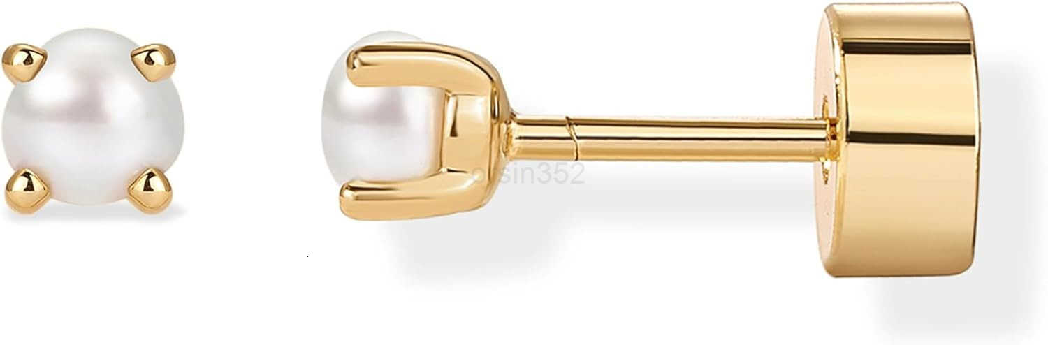 14K Gold Plated Sterling Silver Posts Mini Stud Flat Back Earrings for Women Helix Cartilage Piercing Jewelry Dainty Pearl Star Cluster Cubic Zirconia