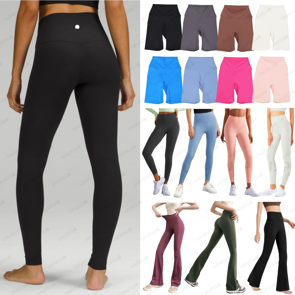 5A Yoga Sports Leggings Flared pants Short Quick Dry Breathable High Pants Waisted Workout Tights Yoga Gym Cycling sport Yoga Running Luluity Lemonitys leggings Set