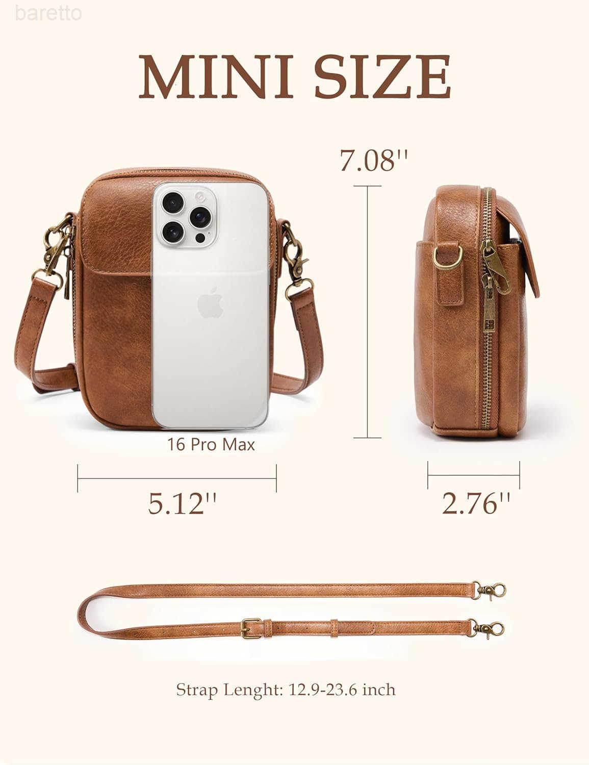 Small Crossbody Bag Vegan Leather Cell Phone Purse for Women Vintage Wallet Bag with Card Slots Z250909
