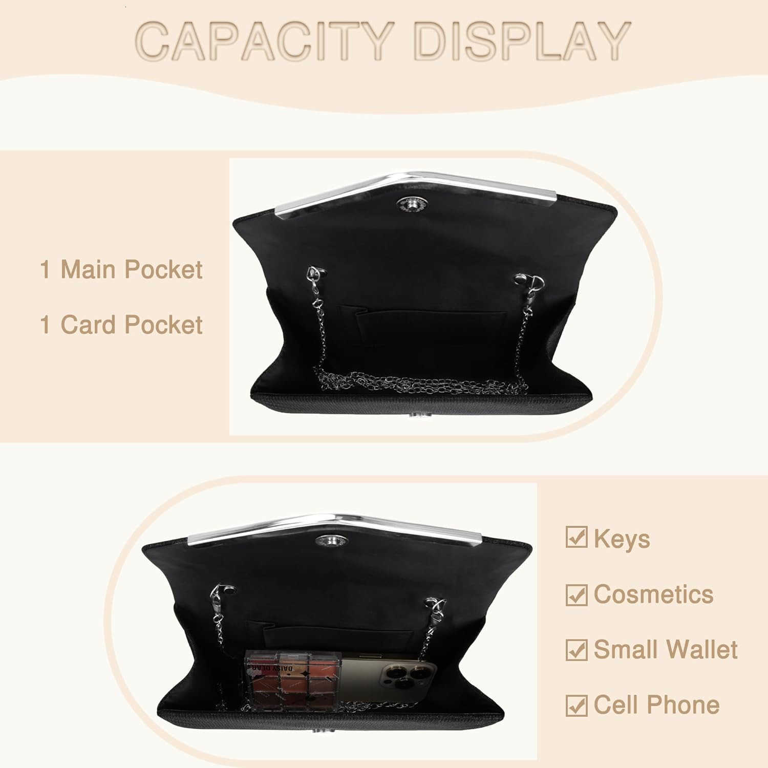 Purses for Women Evening Envelope Bag Crossbody Shoulder Handbags for Formal Wedding Party Cocktail Prom Z25909