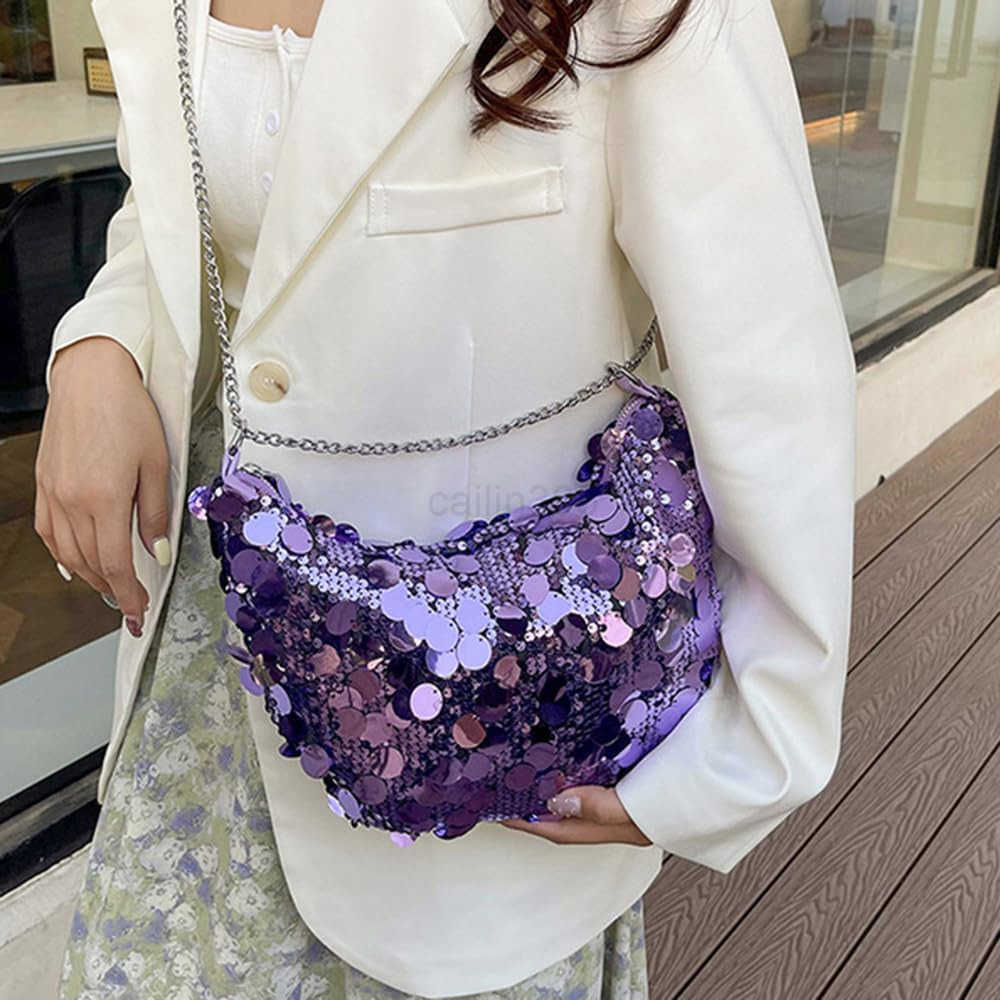 Womens Evening Handbag Large Sequin Evening Bag Purses for Women Glitter Sparkly Handbag with Link Chain for Party Z25909