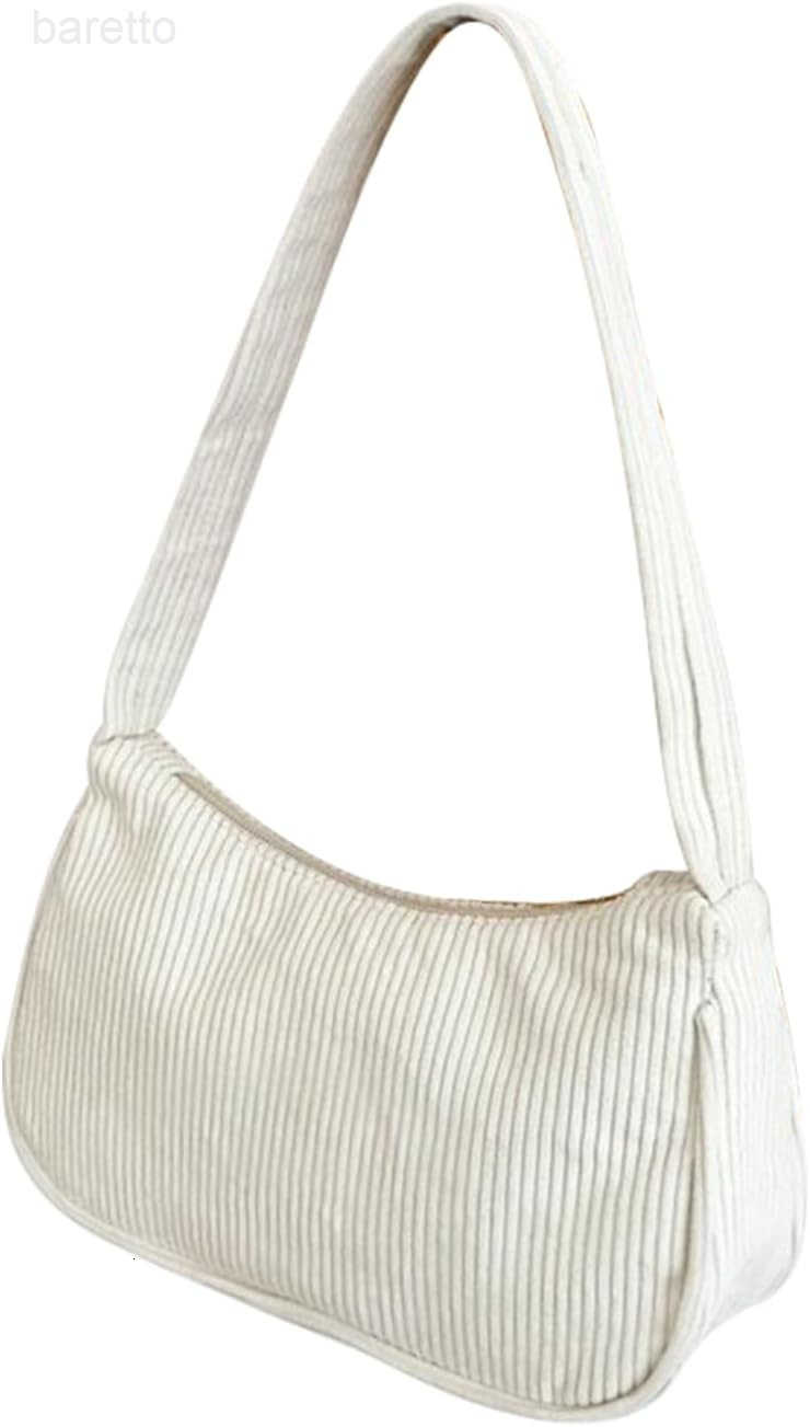 Shoulder Bag for Women Corduroy Small Handbag Shoulder Handbag with Zipper Stylish Womens Shoulder Purse white Z250909