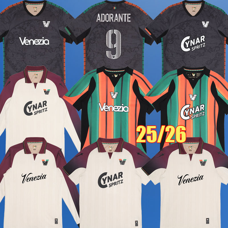 25 26 Venezia DOUMBIA soccer Jerseys FC home ADORANTE YEBOAH CASAS PIETRELLI 2025 2026 Black jersey Goalkeeper football shirt BJARKASON