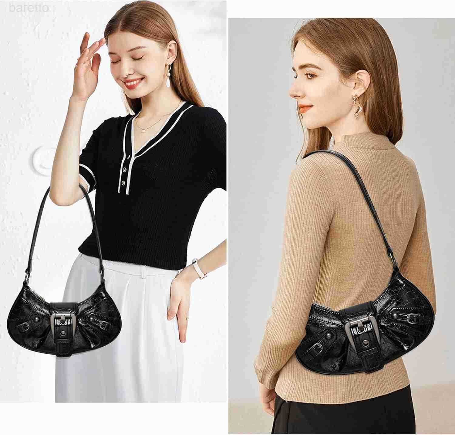 Black Shoulder Purses for Women Studded Purse Y2K Crossbody Bag Cute Trendy Mini Leather Handbag Z250909
