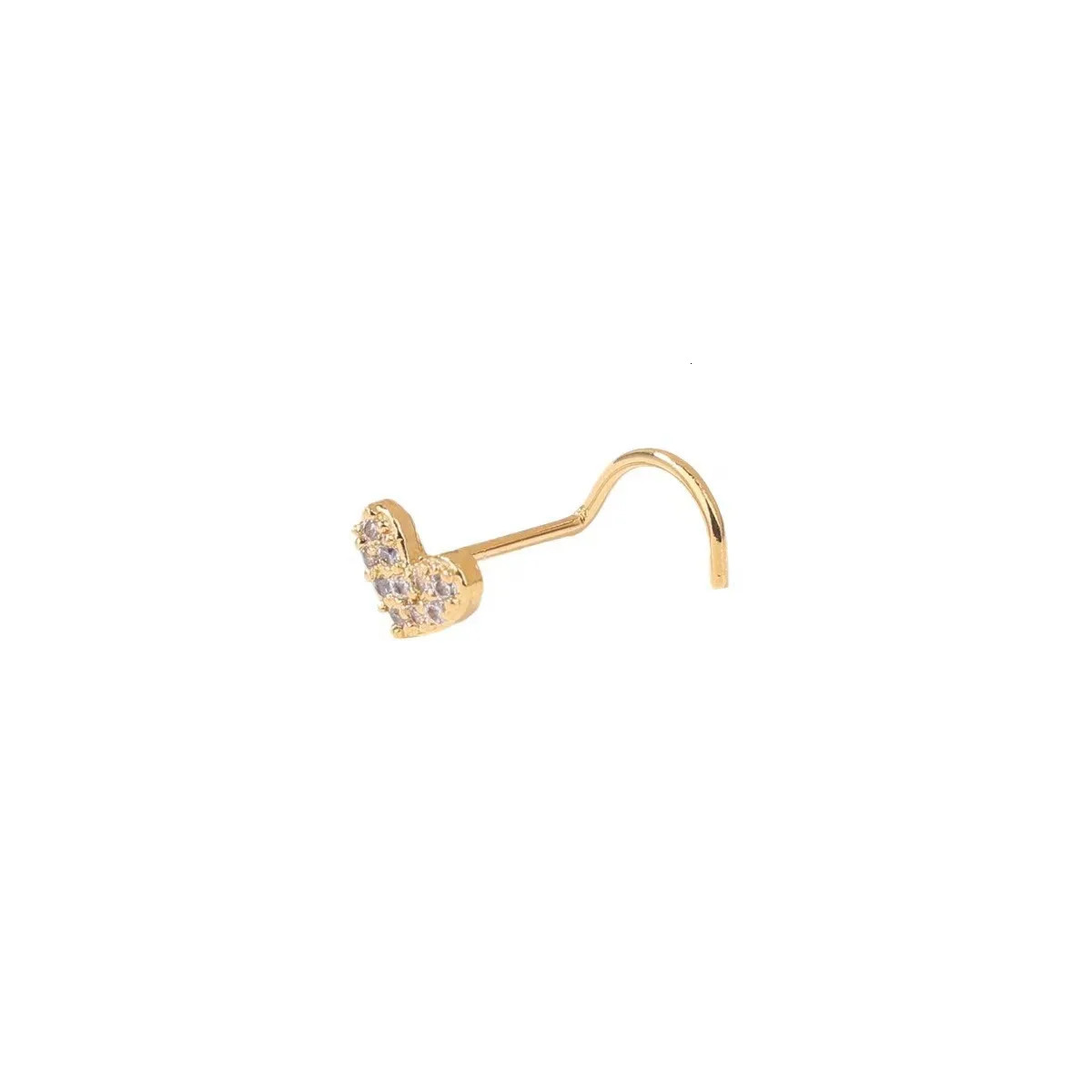 1PC 20G Steel Nose Stud Rings for Women Men Girl Heart Screw Bend Nose Piercing Jewelry Punk Gift 250909