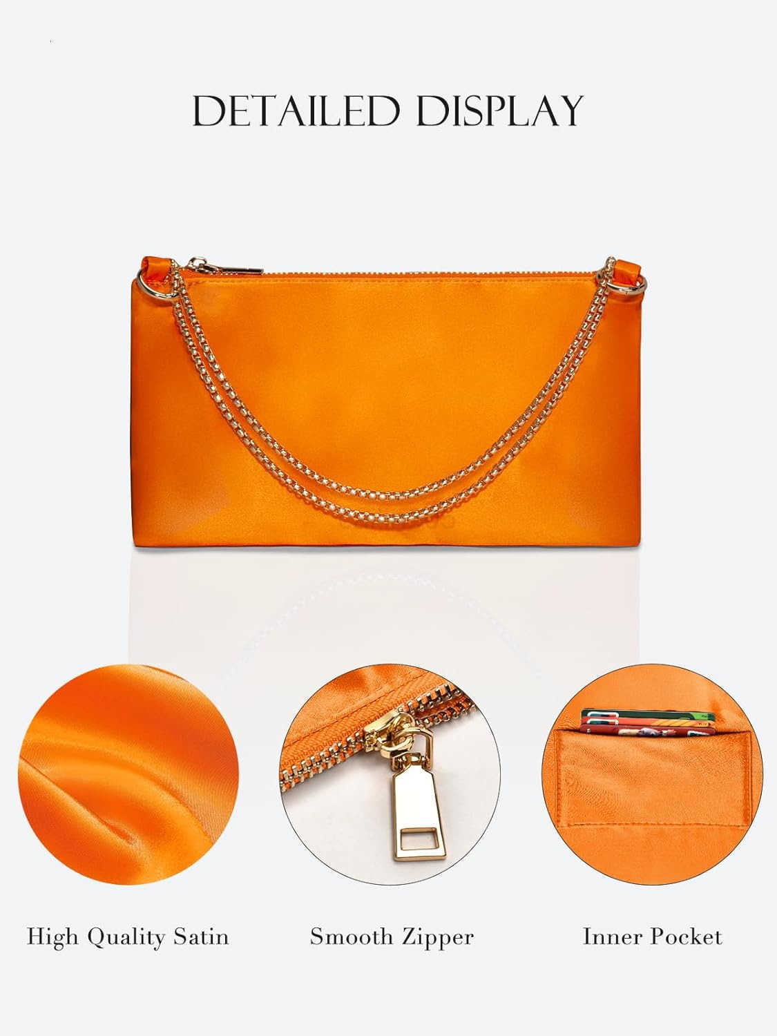 Womens Evening Handbag Satin Shoulder Bag Purse for Prom Engagement Cocktail Party Wedding Z25909