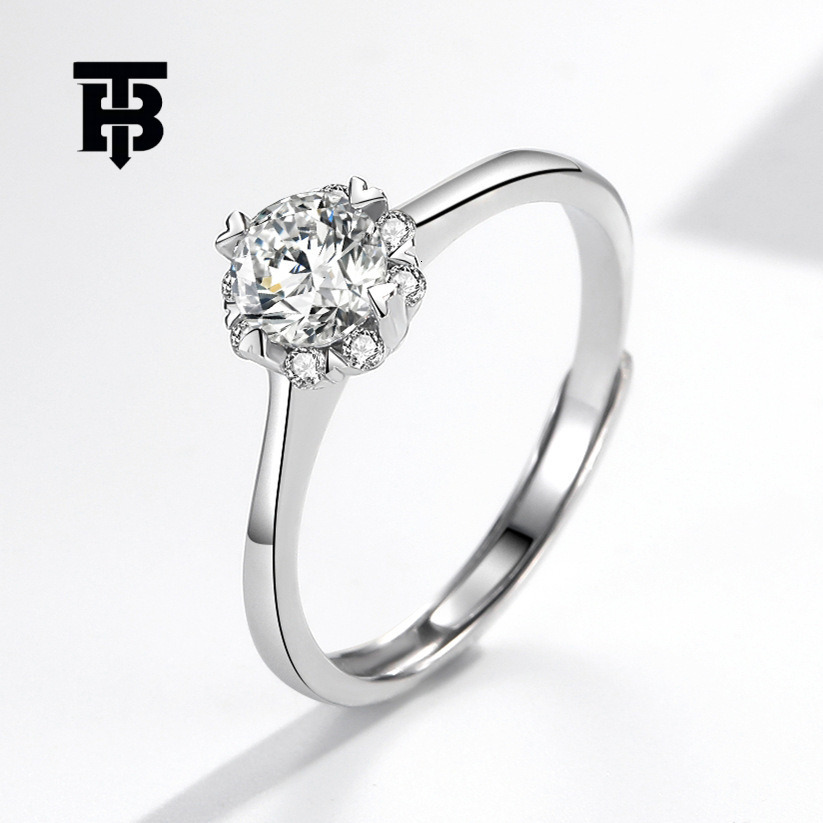 TB BHULAMTE Free Shipping New Designer Accessories Adjustable Size Angel Imitation Diamond Zircon Ring For Women Bull Head Six-prong Wedding Ring