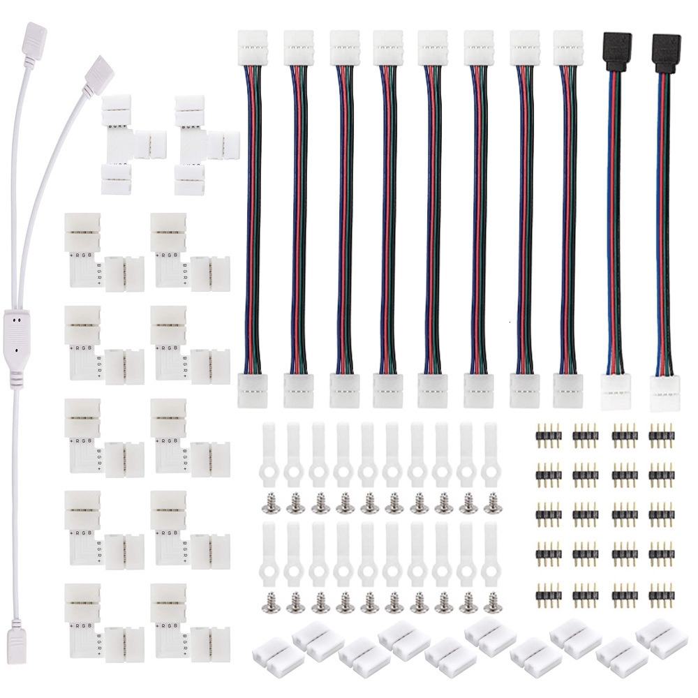 5050RGB bare board LED light strip solder free connector, fixed light strip clip, connecting wire accessories