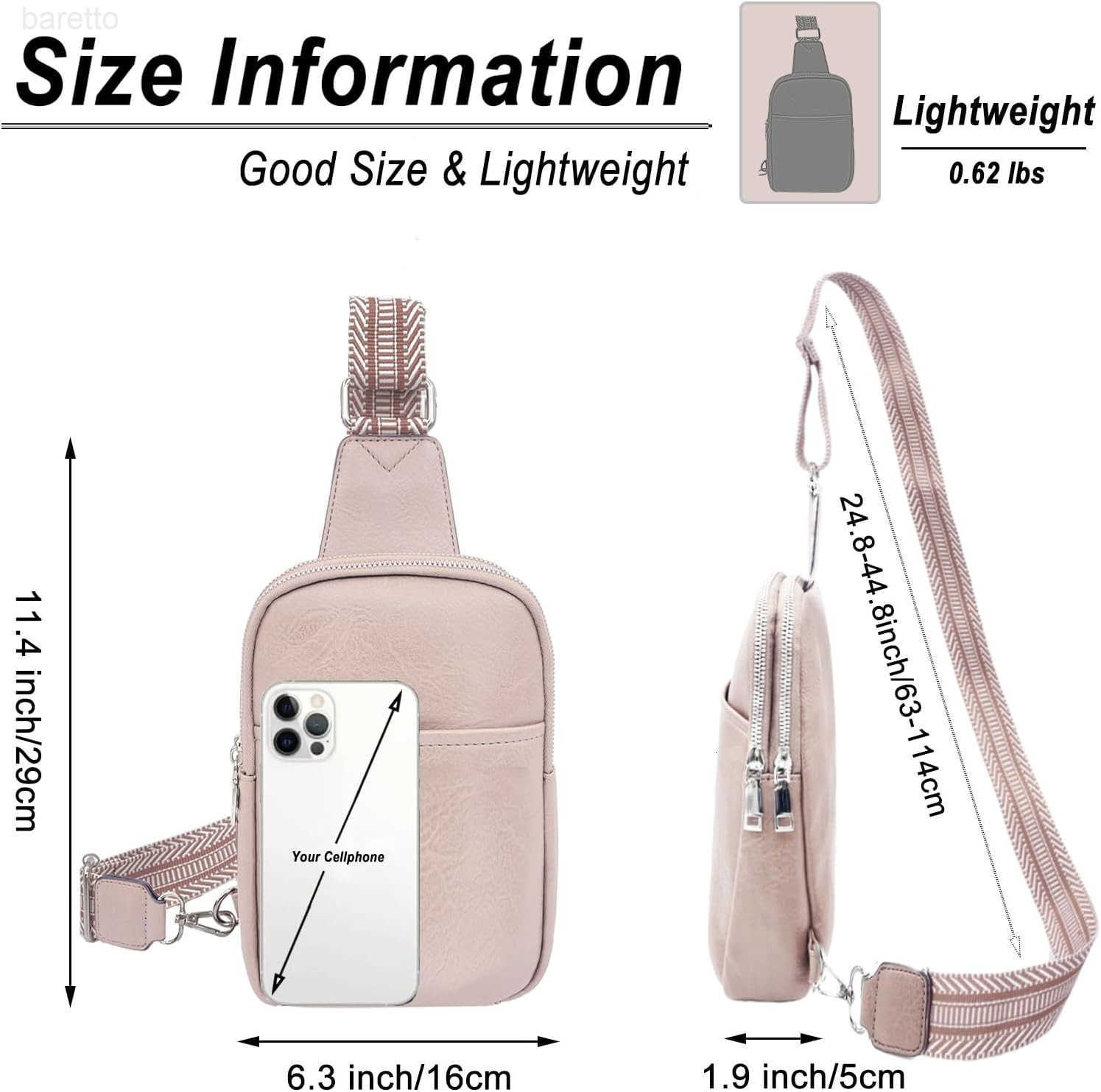 Sling Bag for Women Vegan Leather Crossbody Fanny Packs Chest Bags With Guitar Strap Z250909