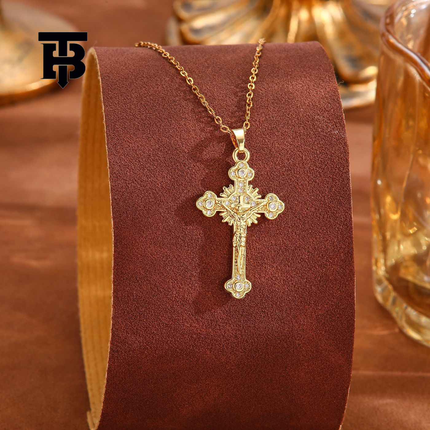 TB BHULAMTE Free Shipping New Designer Accessory Inlaid With Diamond Cross Necklace Brass Gold-plated Women's Necklace Design Sense Layered Colla
