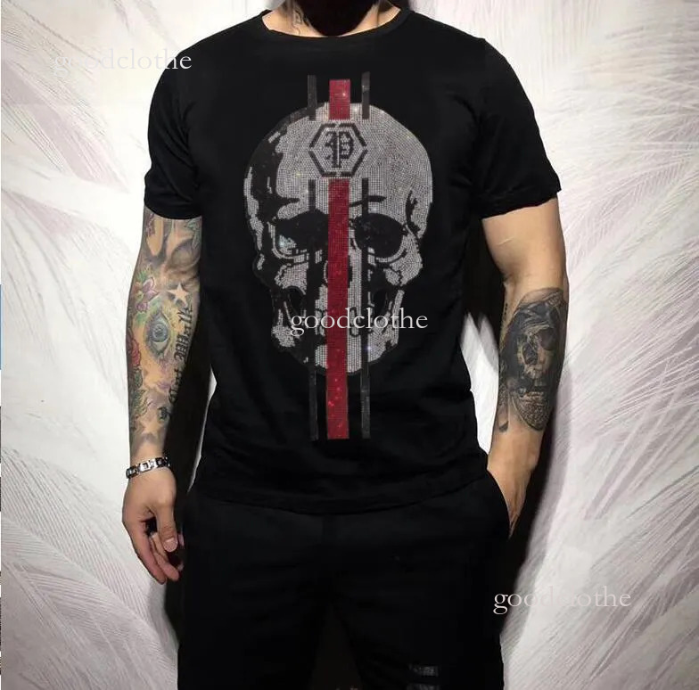 Fashion Philipps Pliein Shirt Men Short Sleeve Slim Fit T-Shirts Streetwear Men Homme Dia Summer Slim Fit T-Shirts High Quality Outfits Pliein Shirt 4Ae