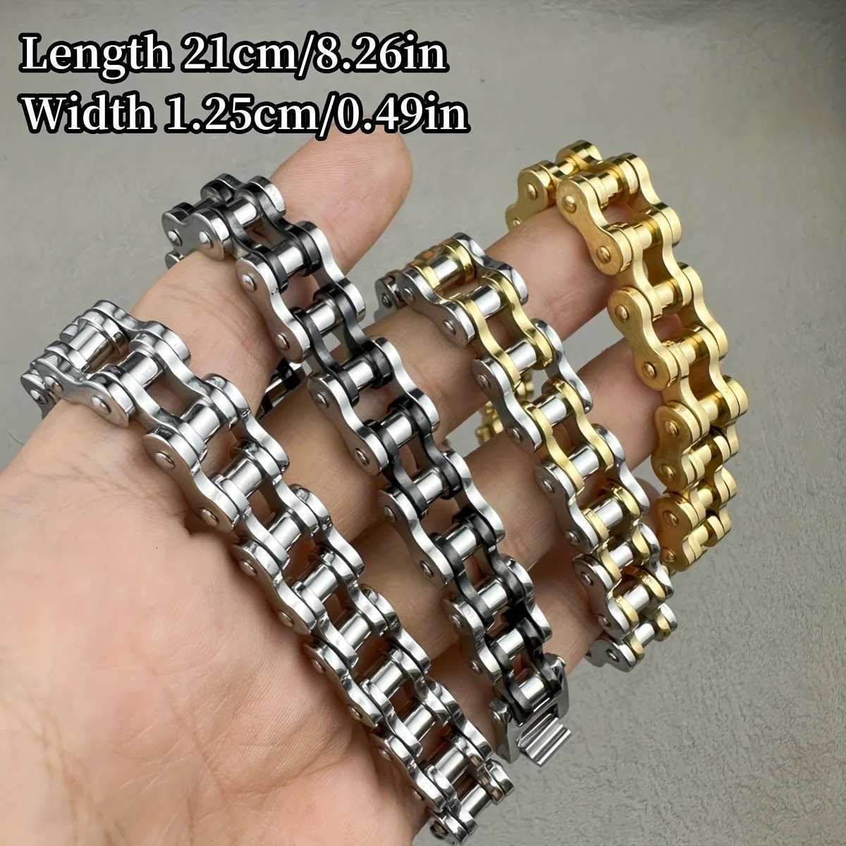 1pcs Punk Rock Stainless Steel Biker Mens Bracelet Link Chain Motorcycle Bike Bicycle Chain Bracelets Bangles JewelryXJ250909