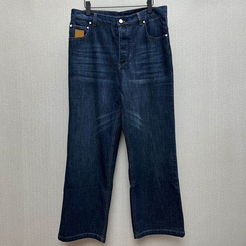 Vintage High End Denim Outfit Leather Tagged Jacket Washed Pants Trousers Sets with Pearl Buttons for Men Women Sold Separately 25fw 0909 C260312