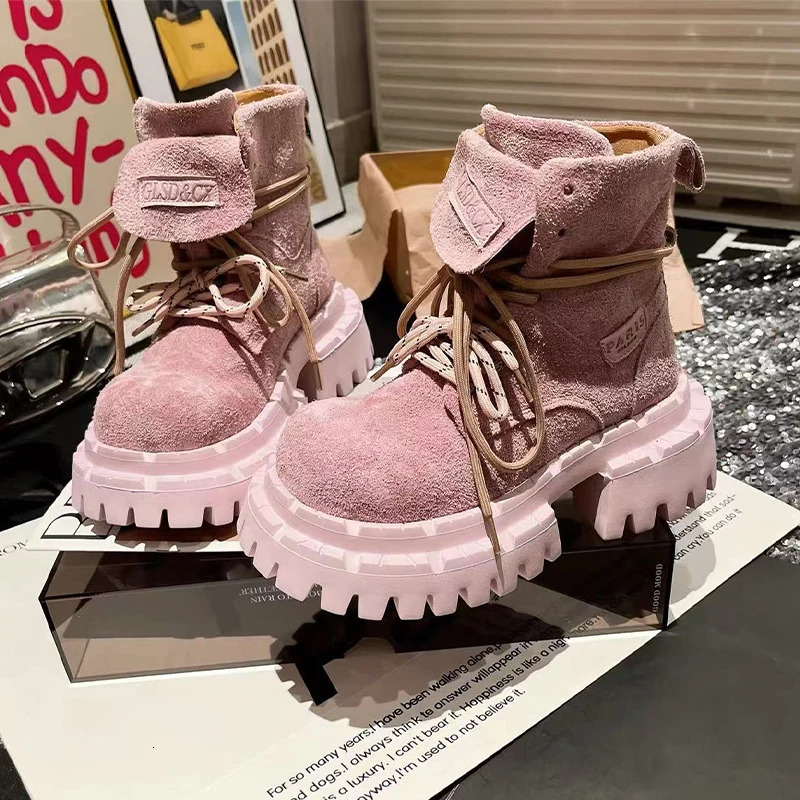 Ankle Boots for Women Flats Platform Shoes Fashion Winter Dress Woman 2025 Suede Cozy Chelsea Botas De Mujer 250908