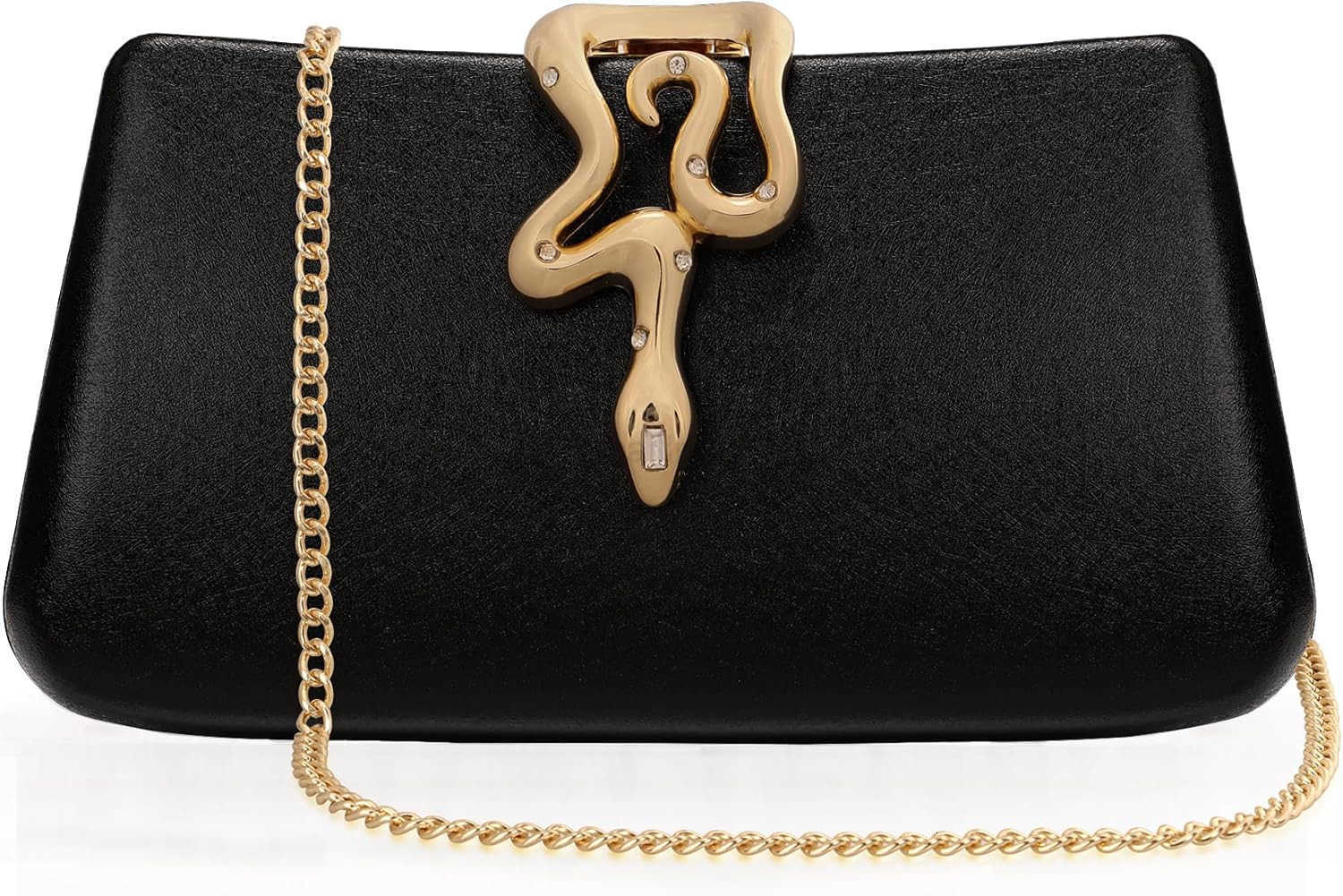 Formal Evening Clutch Purse Synthetic Leather with Snake Clasp Detachable Strap for Wedding Prom Party Z25909
