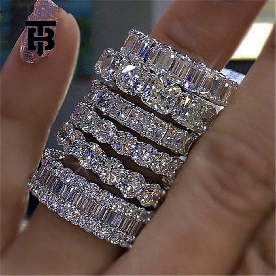TB BHULAMTE Free Shipping New Designer Accessories Wish Hot Sale Full Diamond Square Zircon Ring Fashion Women's Heart-shaped Diamond Wedding Rin