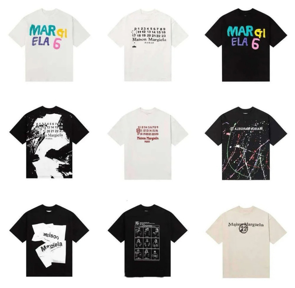maisons margeila shirts Designer T Shirt Mens Tshirt Digital Pattern Round Neck Trendy Brand Short Sleeved Shirt maisons margeila