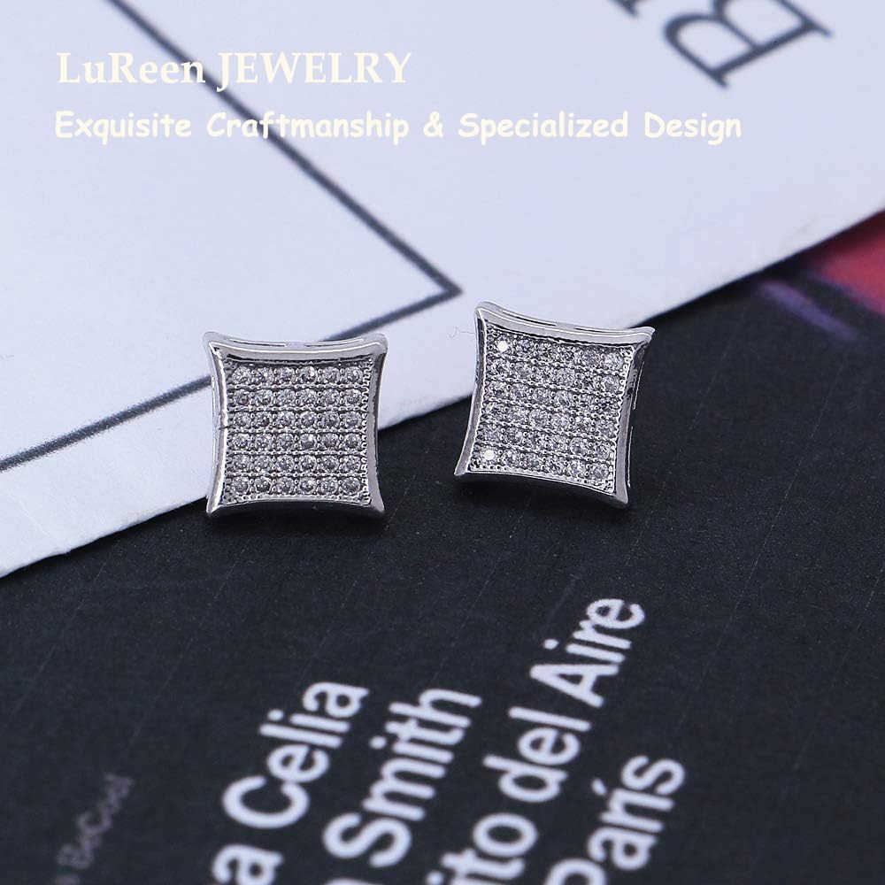 Gold Silver 11mm Square CZ Stud Earrings of Mens aretes para hombre Y260117