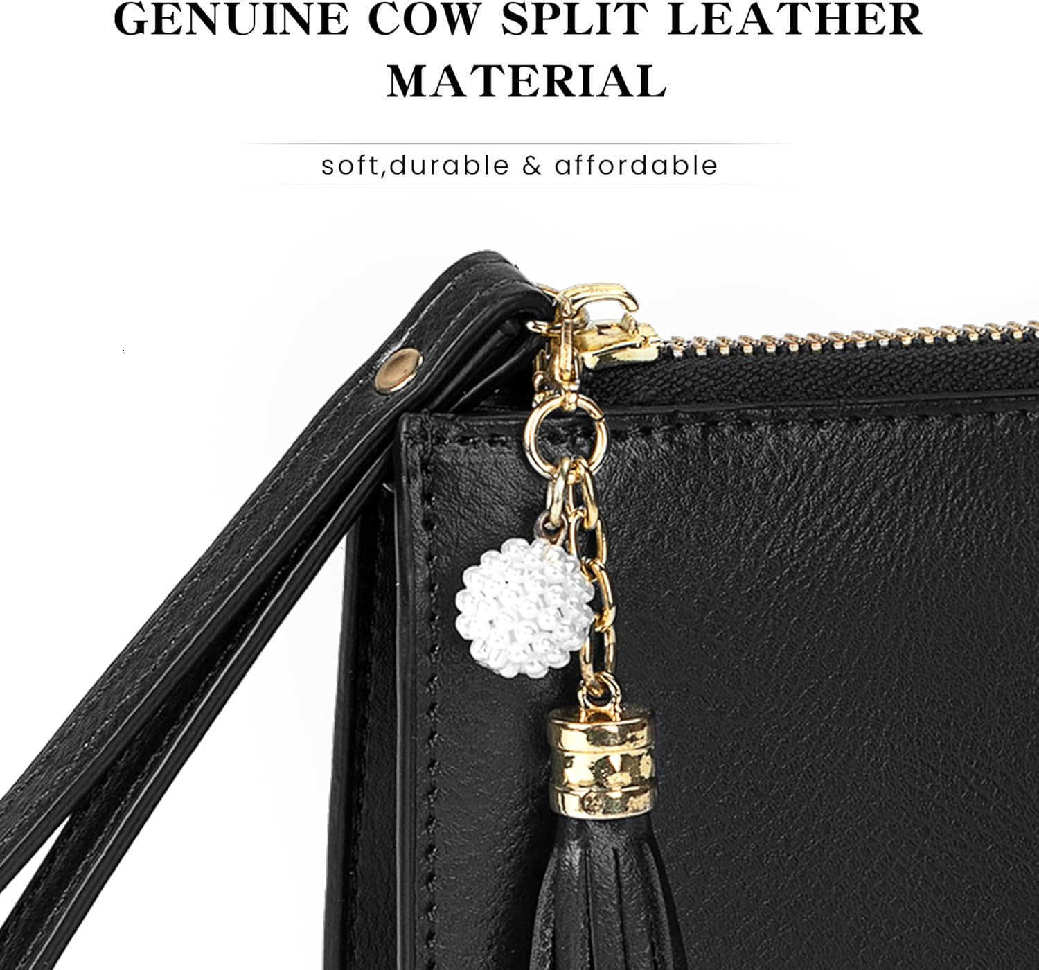 Genuine Leather Wristlet Clutch for Women UltraSlim Ladies Credit Card Holder Wallet Purses with RFID Protection Z25909