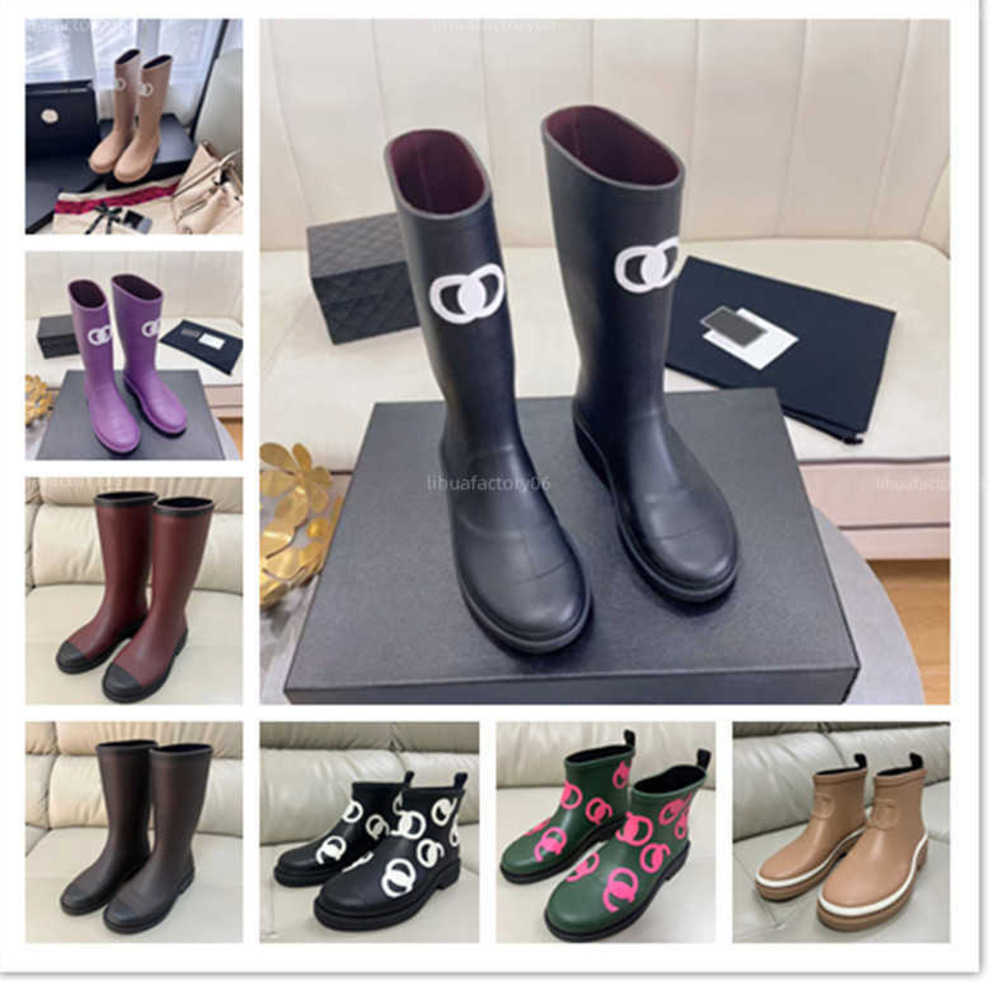 Hot Boots Brand Designer Square Toe Womens Rain Boots Thick Sole Ankle Booist Excellent Quality Winter Women Rubber Boot Fashion shoes