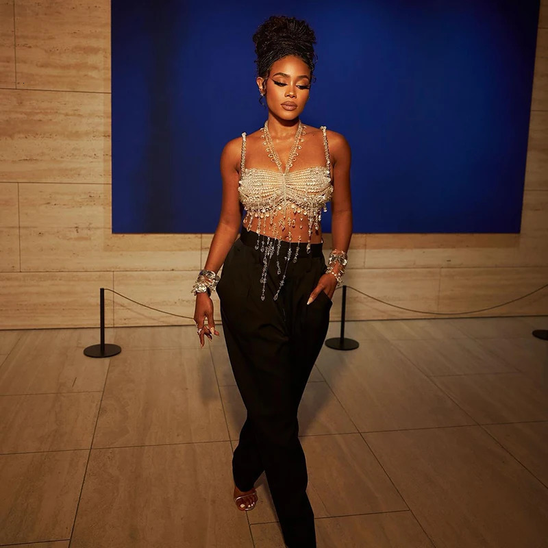 Handmade Female Crystal Chandelier Bralette Bikini Wedding Bridal Body Chain Jewelry Beaded Bra Top 250909