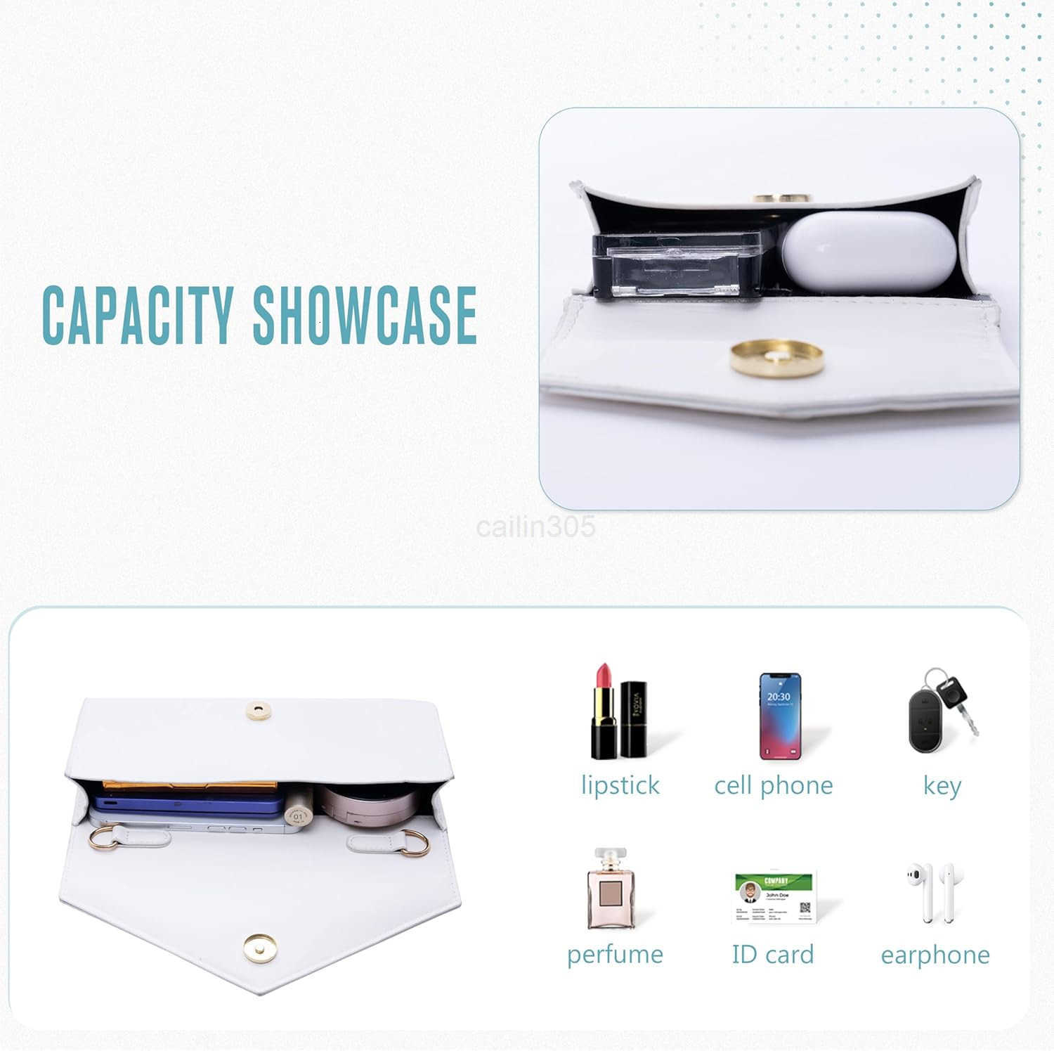 2Piece Envelope Clutch Purse Set wChain Strap Wallet Leather Womens Crossbody Shoulder Evening Party Handbag Z25909