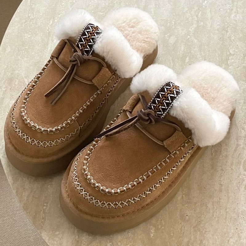 Y417 Classic winter chestnut plush snow slippers Men's and Women's woolen outdoor Boots Ultra-Mini Platform warm winter Unisex Slip-On Shoes