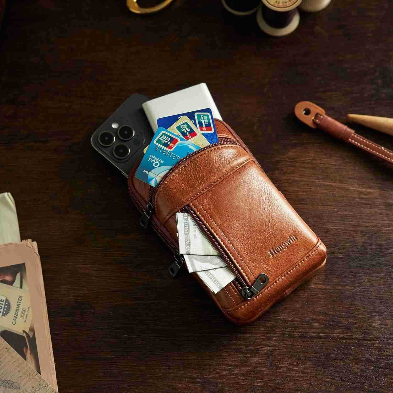 Leather Phone Holster Fits for iPhone 16 15 14 13 12 11 Pro Max Samsung Galaxy S25 Ultra S24 Ultra S23 A15 Wallet Case with Belt Clip Pouch Crossbody 