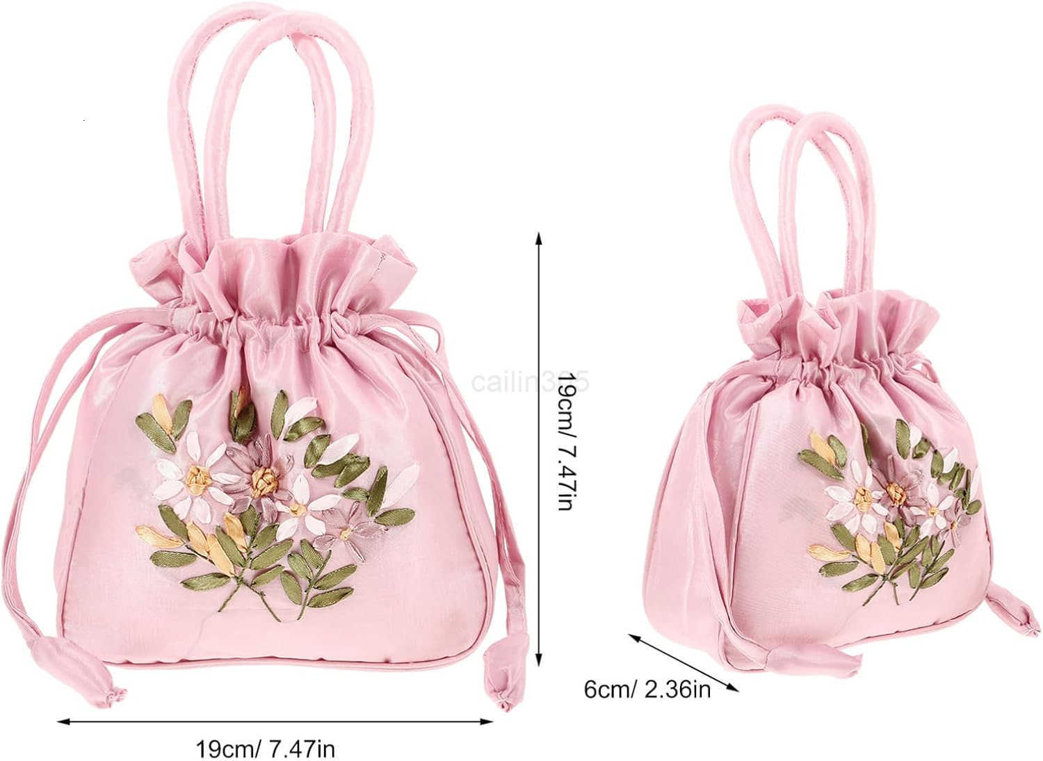 Floral Handbags Chinese Ethnic Bag Purse Drawstring Handbag Jewelry Coin Pouch for Women Wedding Bridal Pinks Z25909