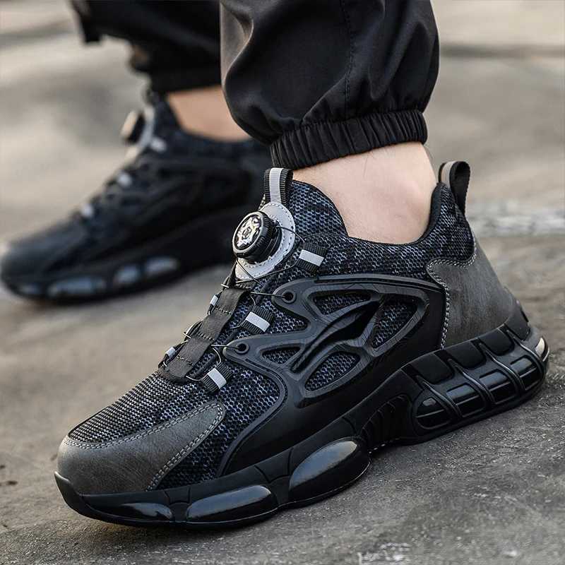 Rotating Button Safety Shoes Men Air Cushion Work Shoes Steel Toe Sneaker Man Puncture Proof Work Safety Boots Protective Shoes L250908