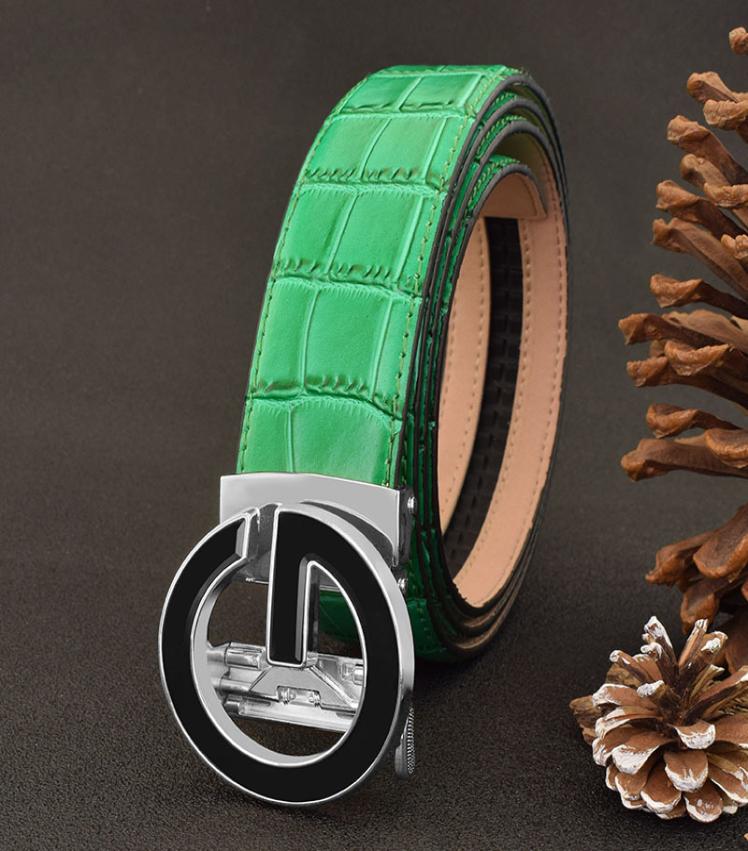 High Quality g Letter Automatic Buckle Men039s Leather Fashion White Student Casual Cowhide Belt Luxury Brand Green4515610