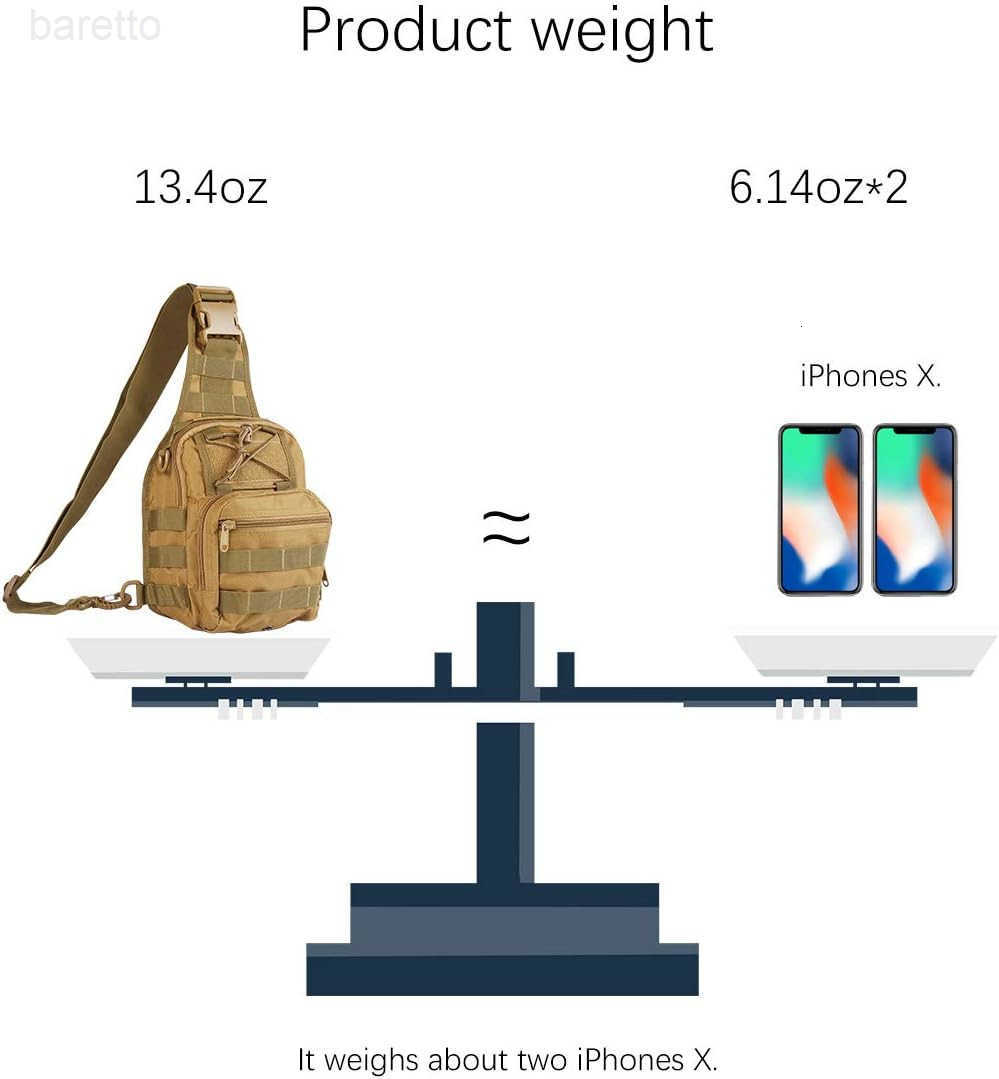 FIRE Tactical Single Shoulder Bag Crossbody Military Backpack Molle Assault Sling Backpack for EDC Camping Hiking Trekking Cycling and Outdoor Sports 