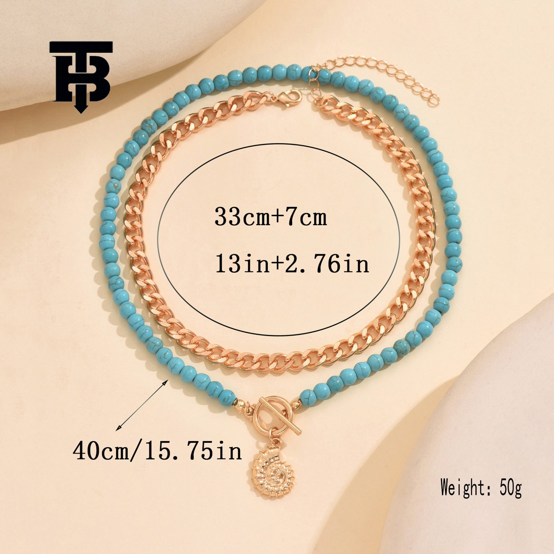 TB BHULAMTE Free Shipping New Designer With Fashionable Jewelry Beads Turquoise Conch Pendant Necklace Womens Ocean Style Collarbone Chain Necklace