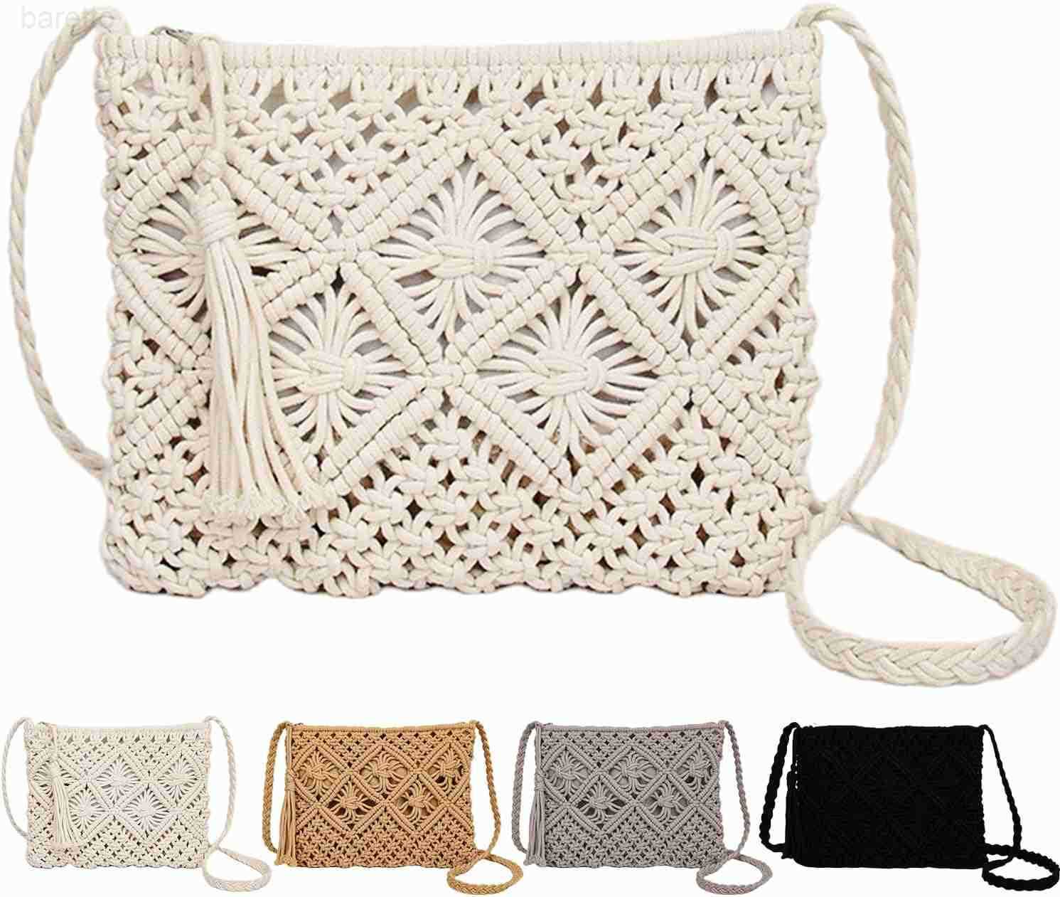 Crossbody Bag Purse For Women Bohemian Shoulder Bag Woven Crochet Purse For Summer Beach Travel Clutch Handbag Z250909