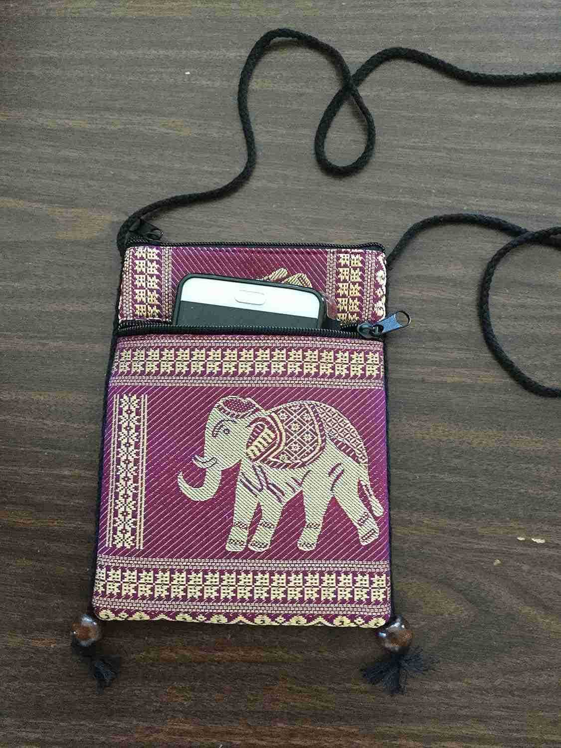 Hmong Bag Hill Tribal Elephant Mini Crossbody Single Shoulder Bag Cellphone Case Passport Holder Travel Pouch Z250909