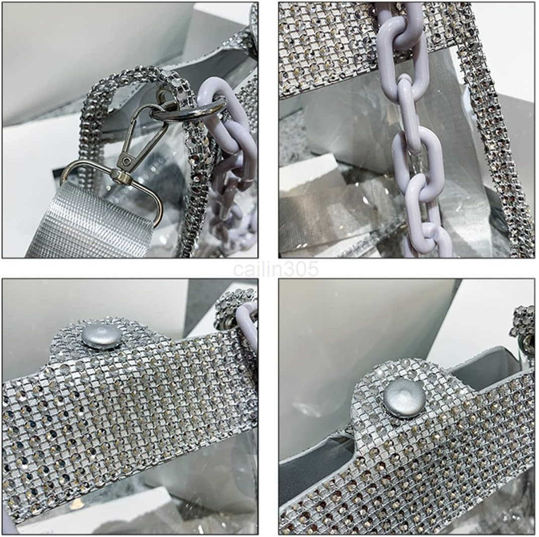 Evening Purses Mini Clutch Bags Womens Crossbody Rhinestone Handbags Shiny Shoulder Bag Z25909