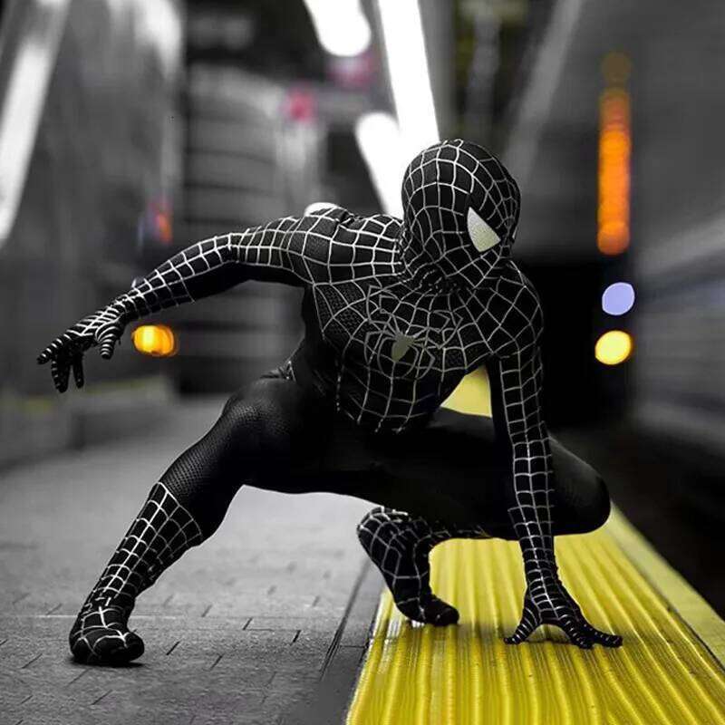 Anime Superhero Toby Black Venom Spider Man Cosplay Tight Jumpsuit Halloween Cosplay Black Spider Costume