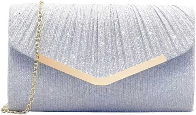 Clutch for Women Satin Sling Evening Purse Crossbody Bag with Detachable Chain for Wedding Formal Events Z25909