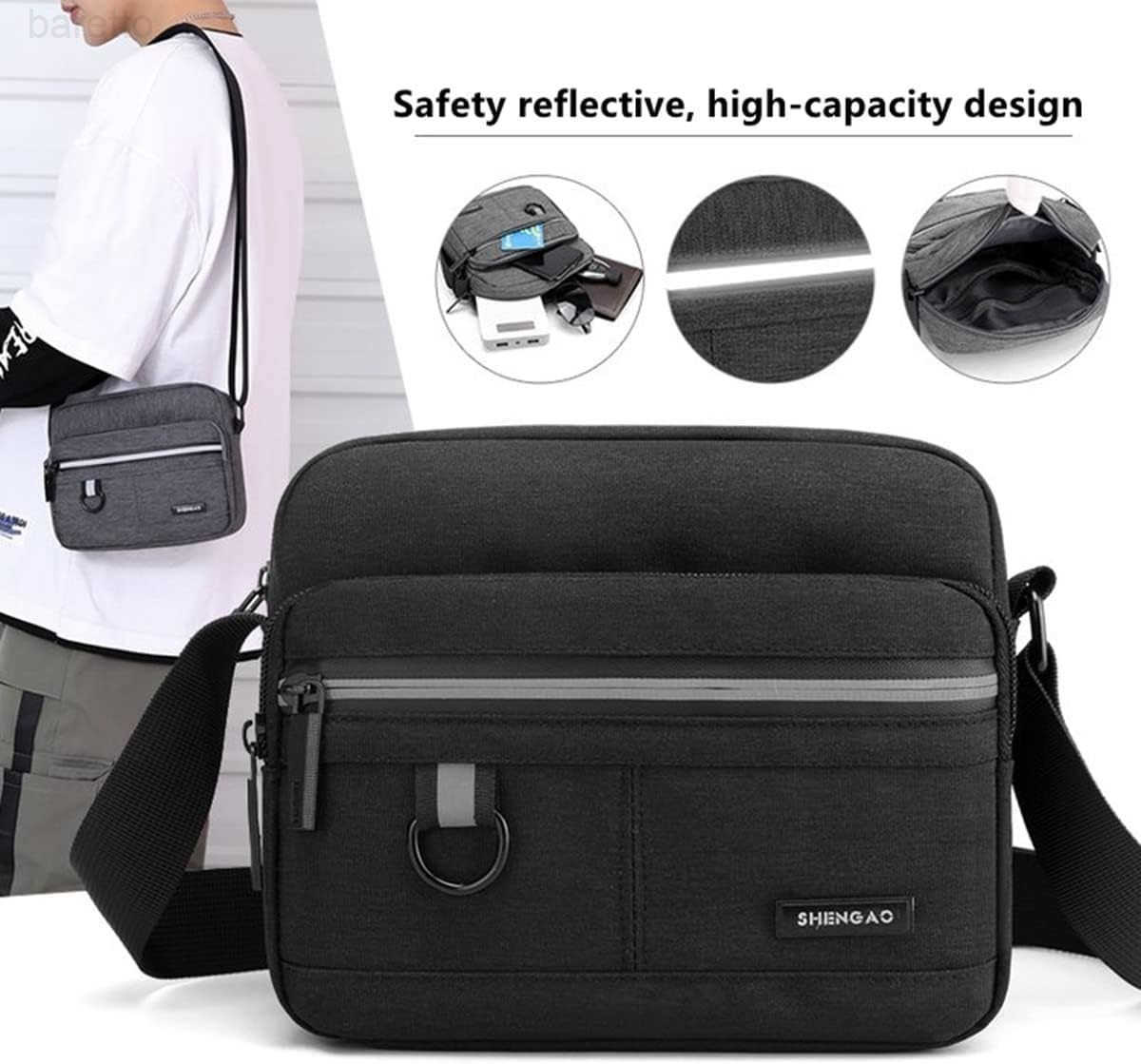 Canvas Crossbody Bag for MenSmall Shoulder Bag Mini Messenger Bag for Cell Phone Portable mobile phone coin bag Z250909