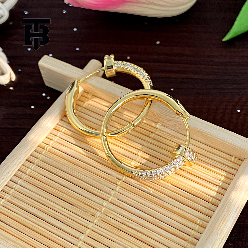 TB BHULAMTE Women's High-end Accessories Gold-plated Zircon Inlaid Circular Earrings Fashionable Retro Luxury Elegant Earrings Designer Jewelry