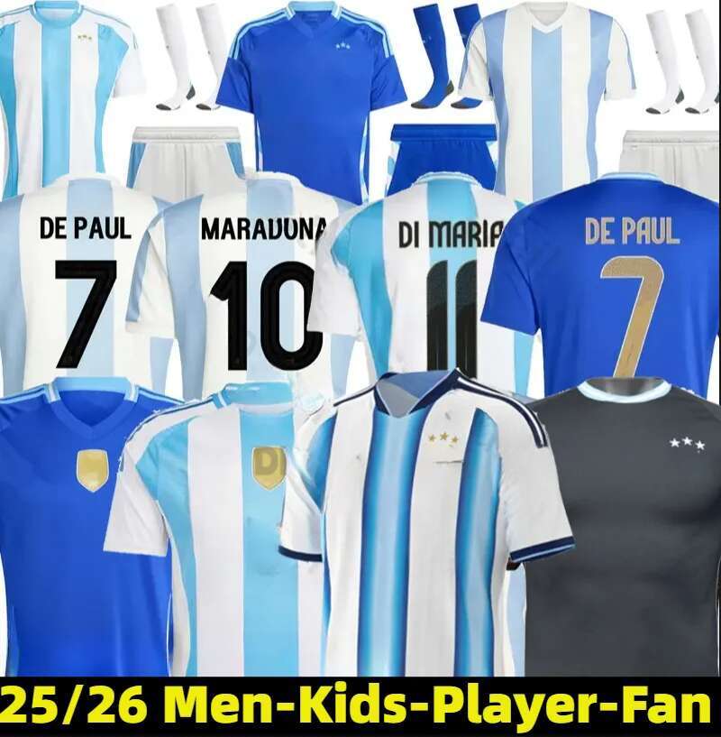 24 25 26 Argentinas soccer Jerseys MESSIS GARNACHO DE PAUL National Team MARTINEZ Fans Player versio Maradona Football Shirts 2025 SUAREZ Miamis FC Women men