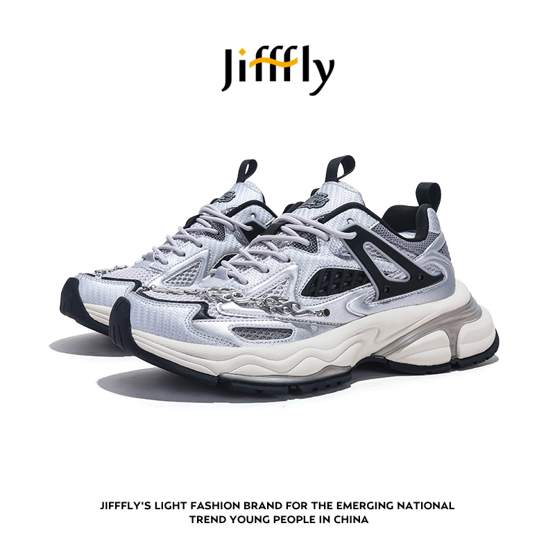 Jifffly free shipping designer shoes Women's 2025 autumn and winter new trend versatile height increasing sports shoes for men white sliver