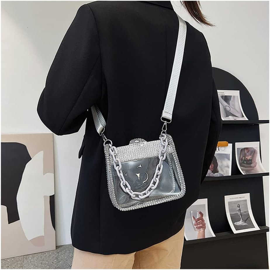 Evening Purses Mini Clutch Bags Womens Crossbody Rhinestone Handbags Shiny Shoulder Bag Z25909