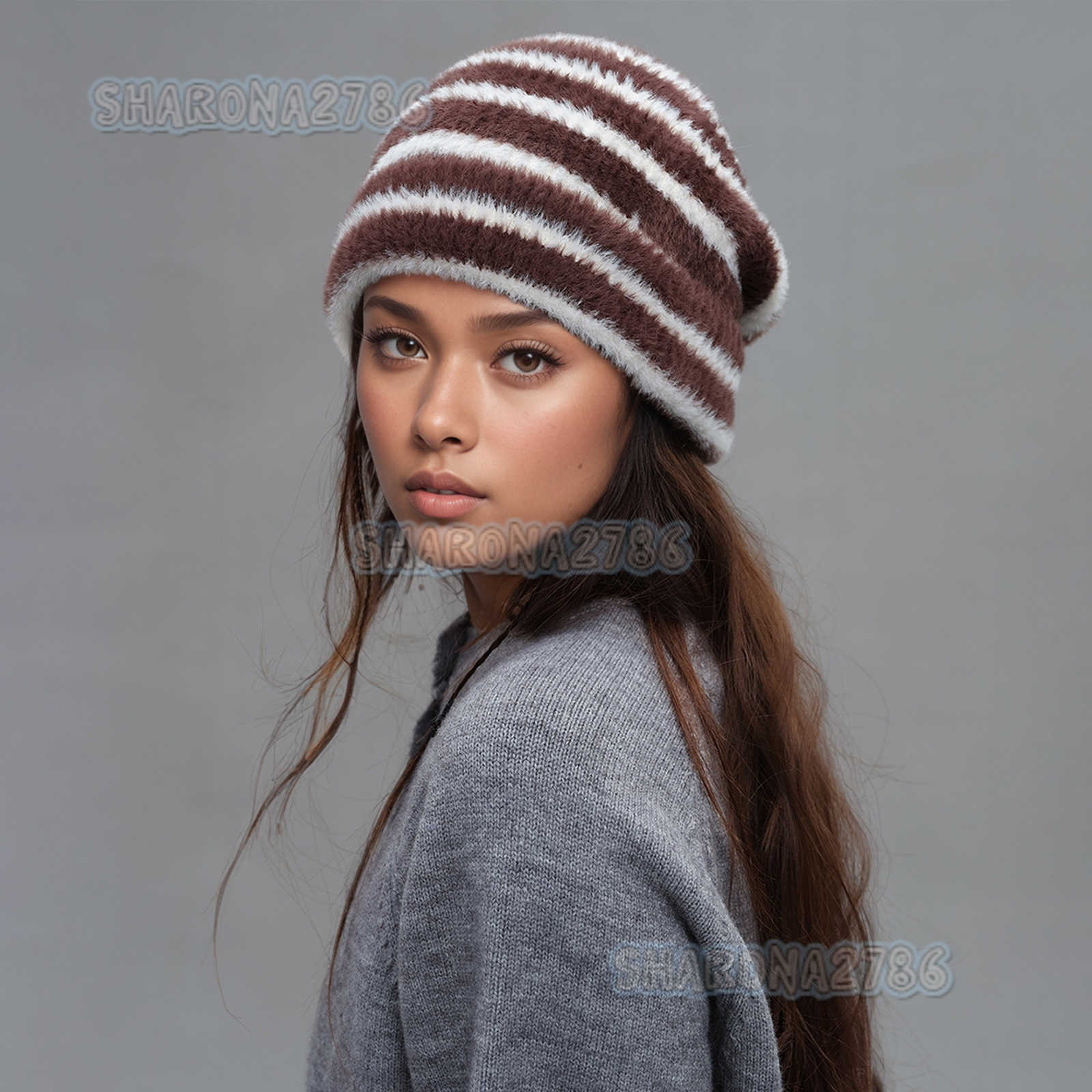 Handmade Designer Style Autumn Winter Versatile Knitted Hat for Women Winter Decoration Soft Warm Knitted Beanie H250909
