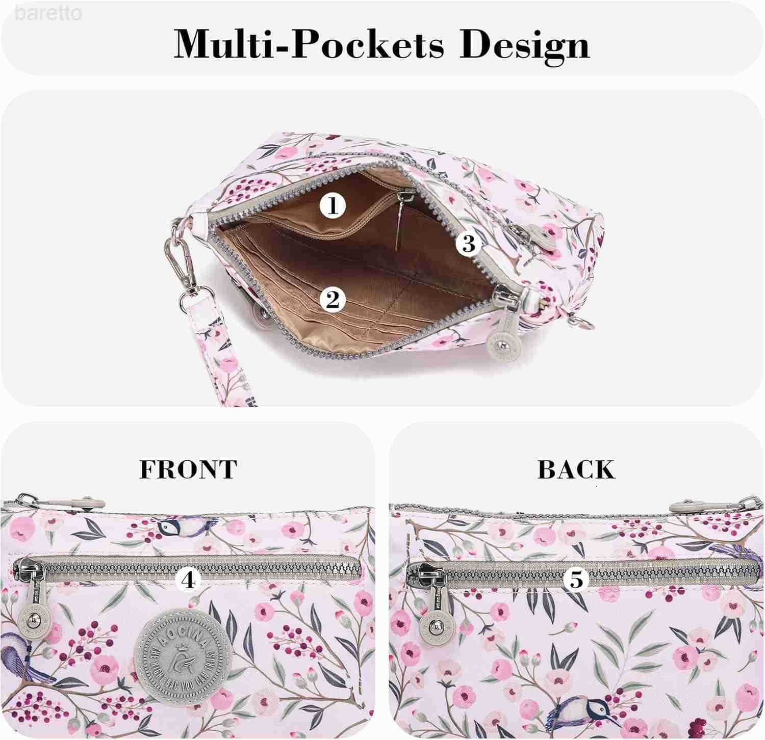 Printed Wristlet Wallet for Women Small Crossbody Purse Nylon Clutch Bag with Card Slots MultiPockets Z250909