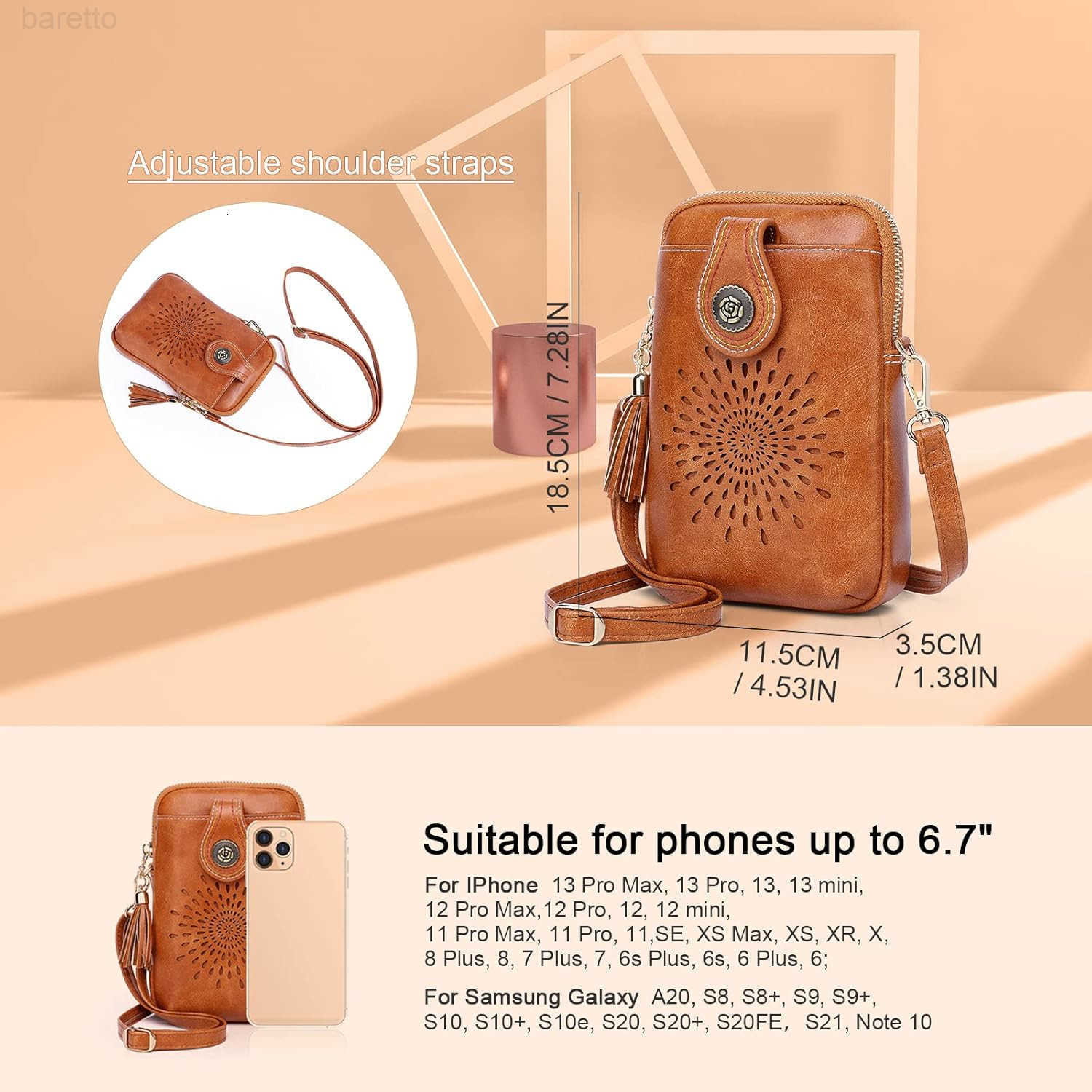 Small Crossbody Bags for Women Lightweight Vegan Leather Cell Phone Purse Cute Purses with Tassels Z250909