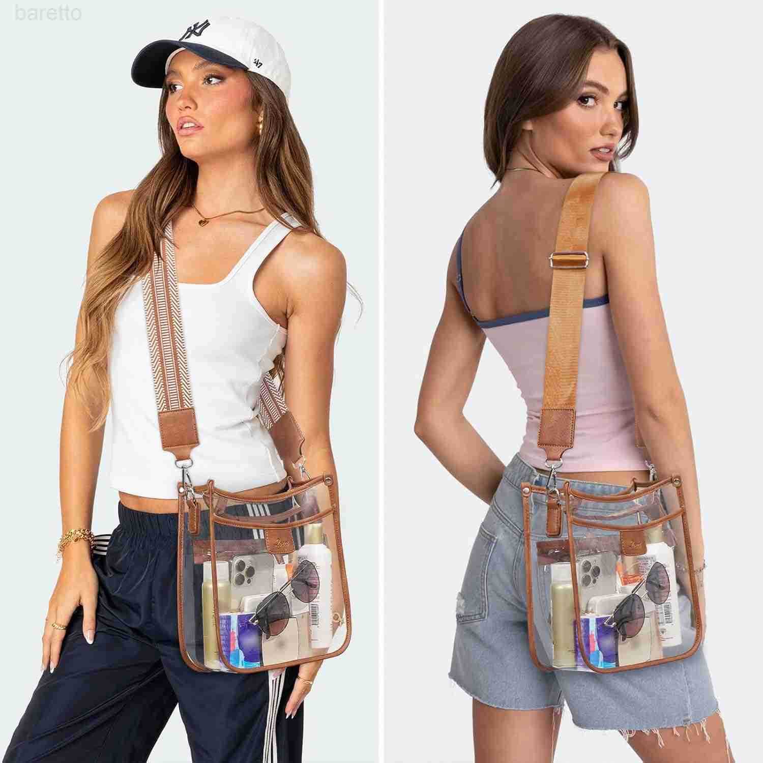 Pockets Large Clear Bag for Stadium Events with 2 Long Straps Purse for Women Crossbody Bag Concert Stadium Approved Z250909