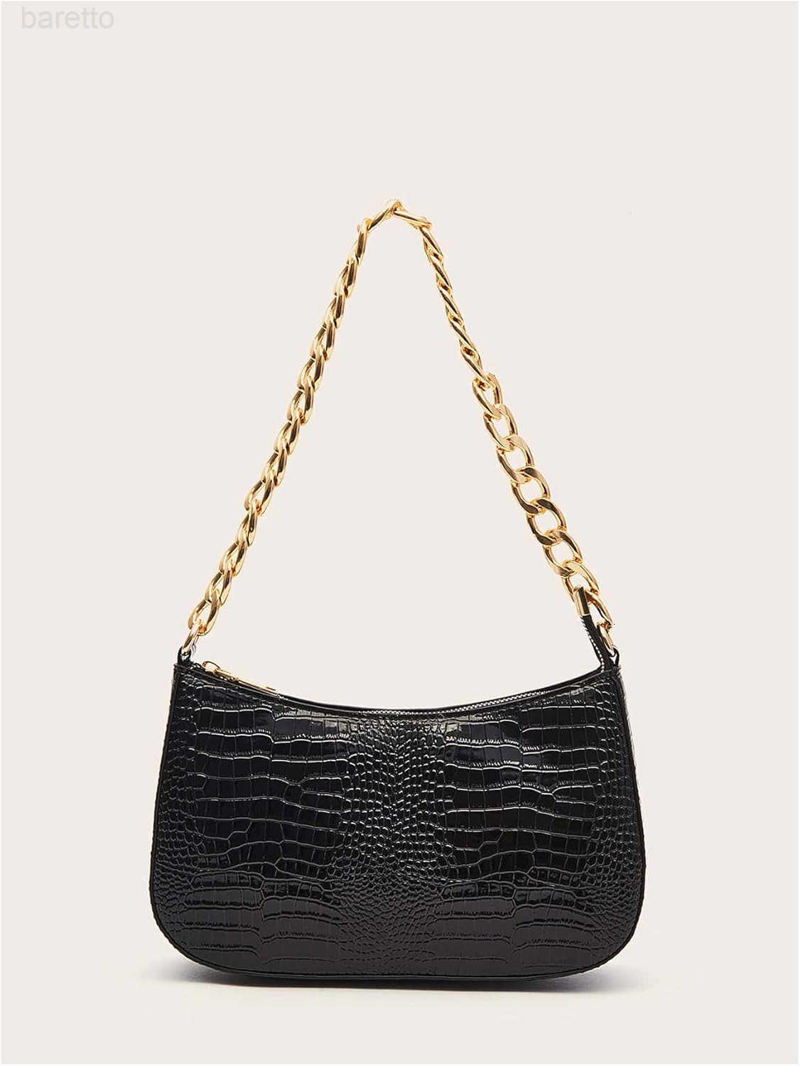 Womens PU Leather Crocodile Print Zipper Single Shoulder Party Handbag Tote Bag Z250909