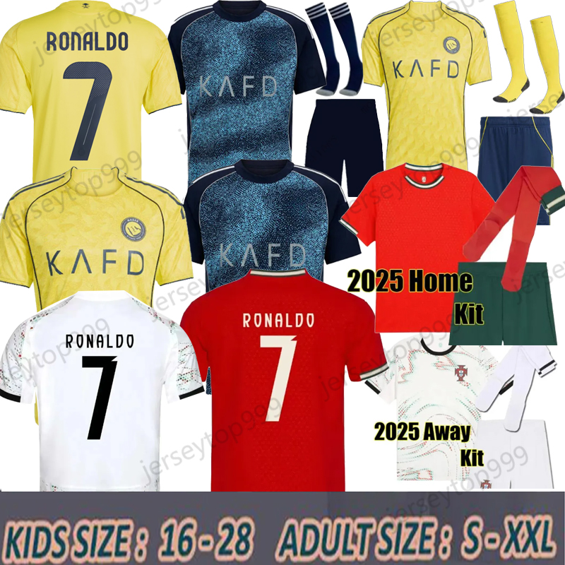 25 26 Portuguese ronaldo football shirts Al Nassr FC Soccer Jerseys B.FERNANDES JOAO FeLIX MANE 2025 2026 Riyadh Men kit Portugal Child Shirt Kits Player national team