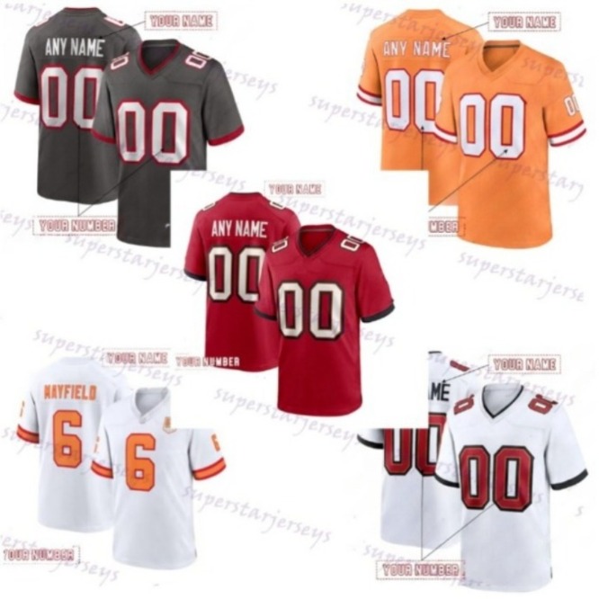 Customize 2025 Football Jersey Buccanees Baker Mayfield Bucky Irving Tom Brady Rob Gronkowski Mike Evans Chris Godwin Vita Vea Antoine Winfield Jr000
